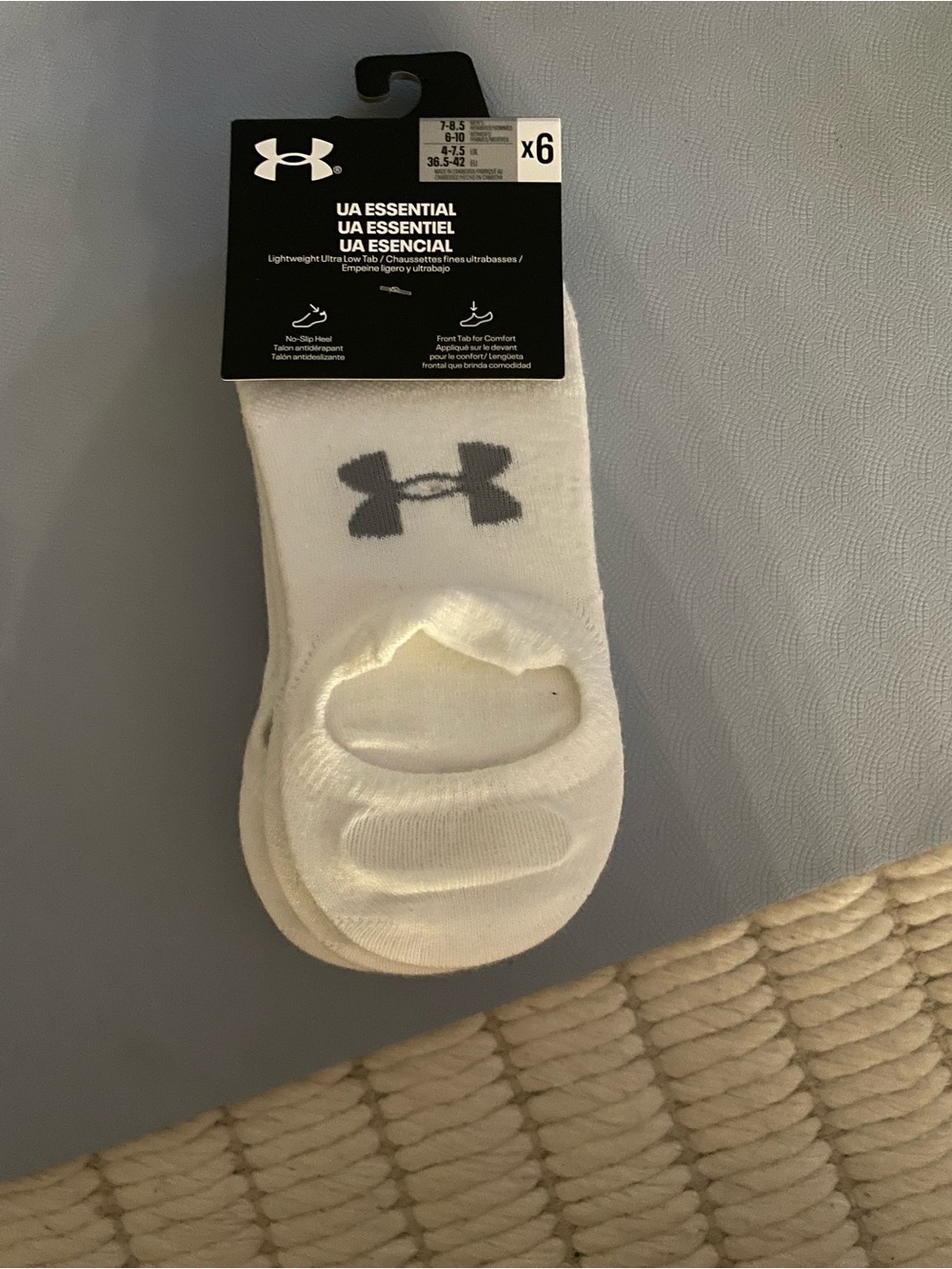 Under Armour White No-Show Athletic Socks with Gray Logo - 6 Pack